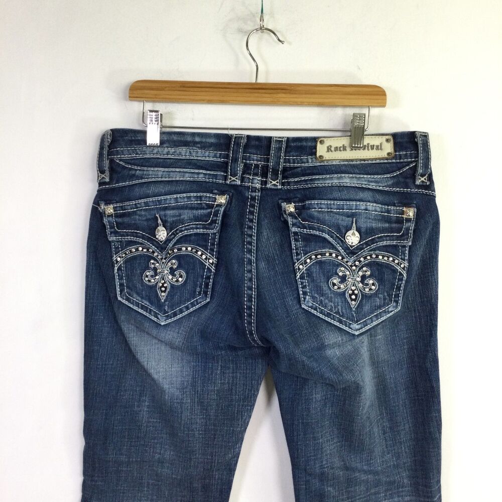 Rock Revival Womens Sasha Easy Bootcut Jeans Mid-Rise Stretch Denim Blue Size 32 - Picture 11 of 16
